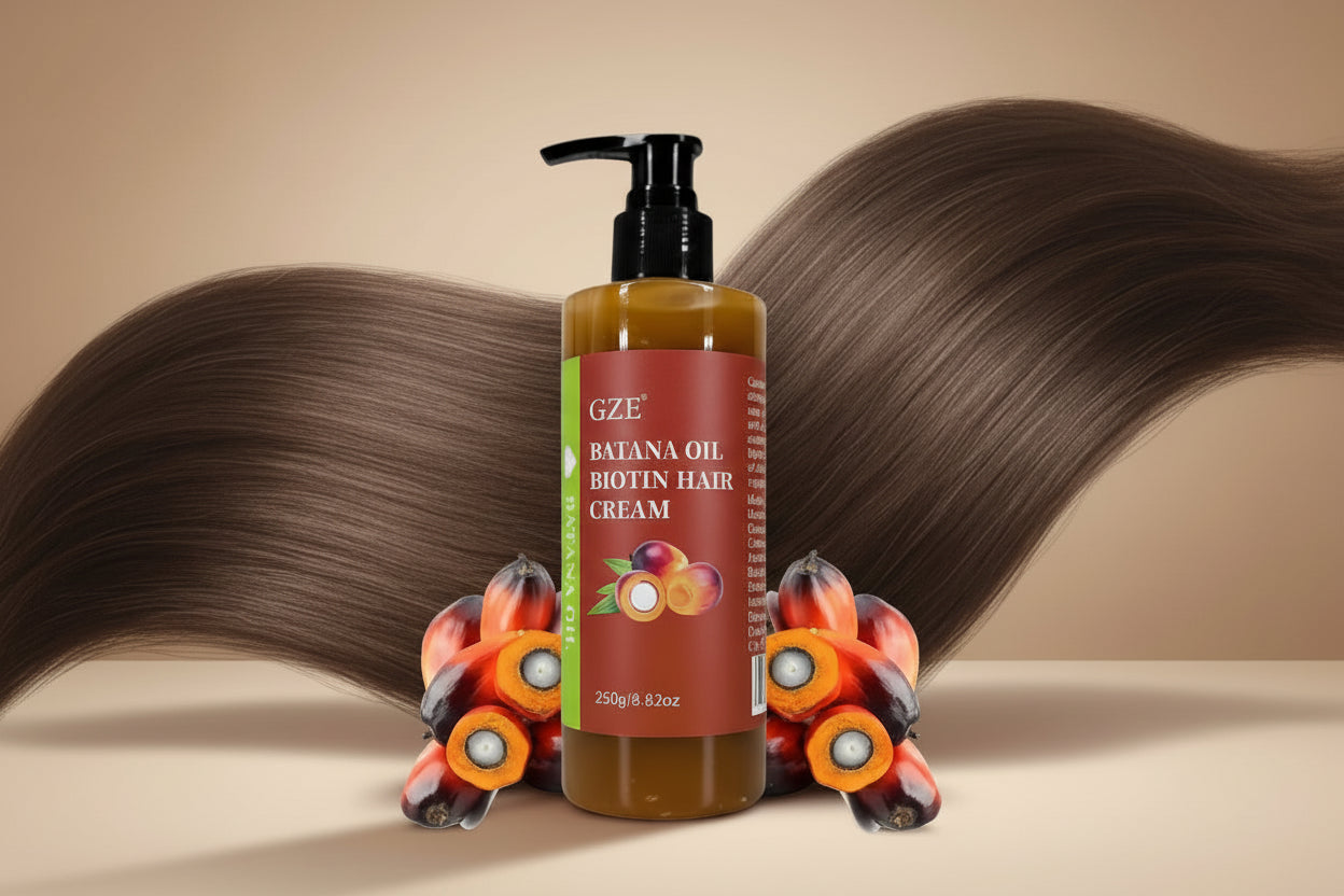 Batana oil and biotin hair repair cream for dry winter hair protection and deep hydration