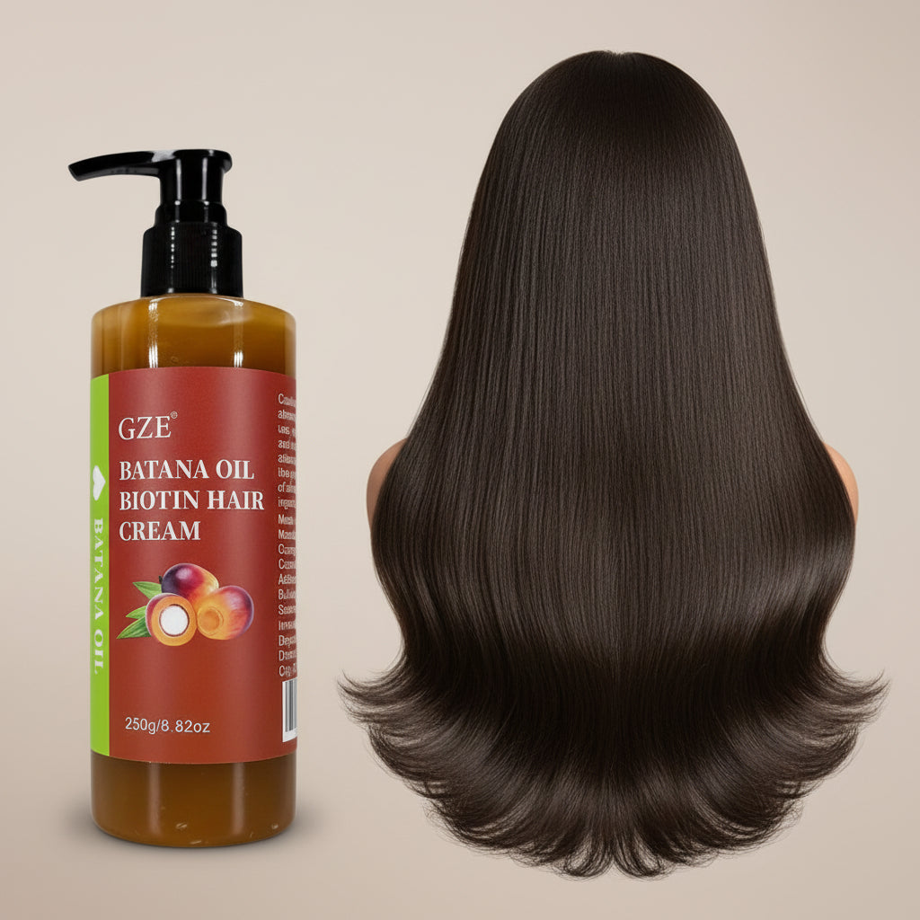 Batana oil and biotin natural ingredients used in winter hair care for repair and strength