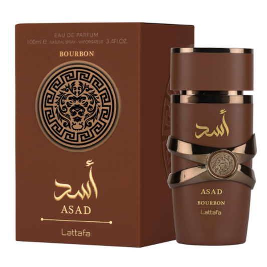 Lattafa Asad Bourbon Eau de Parfum spray bottle - 100ml / 3.4 oz unisex fragrance
