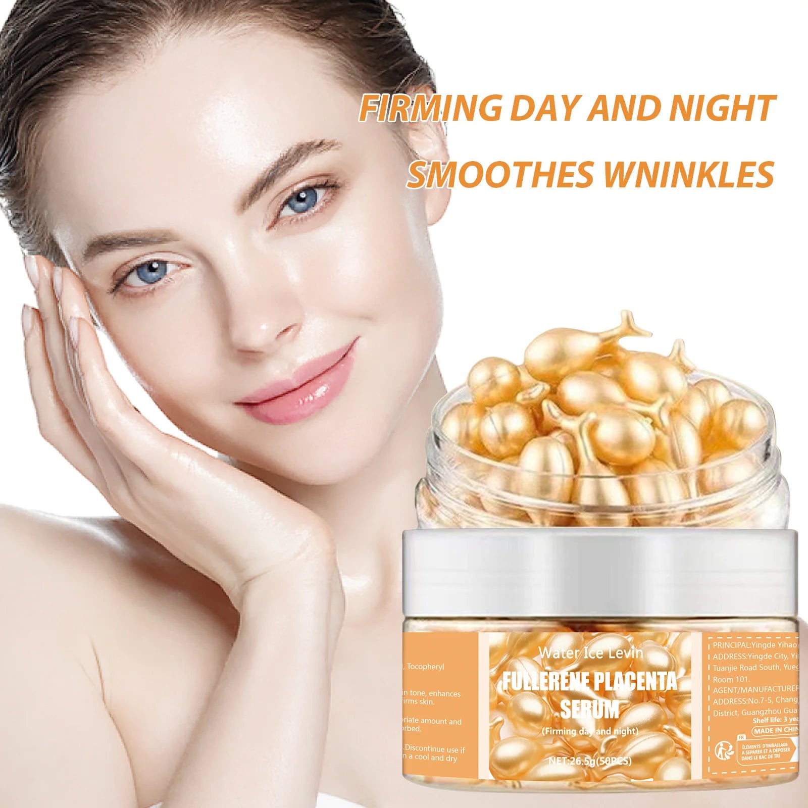Firming collagen serum capsules helping skin elasticity during winter