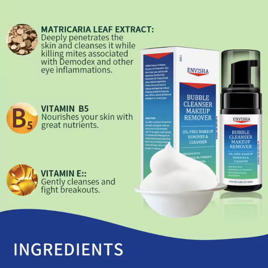 Close-up of Envisha bubble foam lather removing makeup and impurities