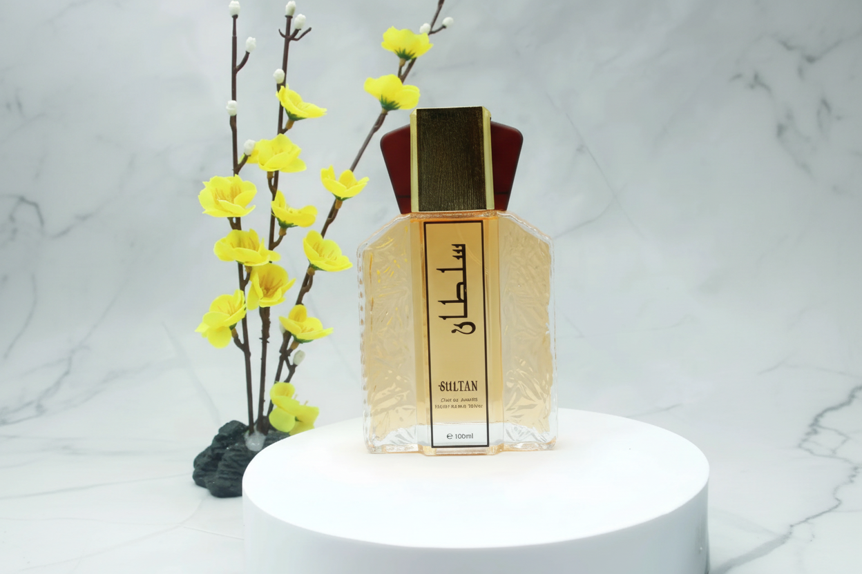 Alcohol-free Arabic perfume oil in a 100ml roll-on bottle, safe for skin.