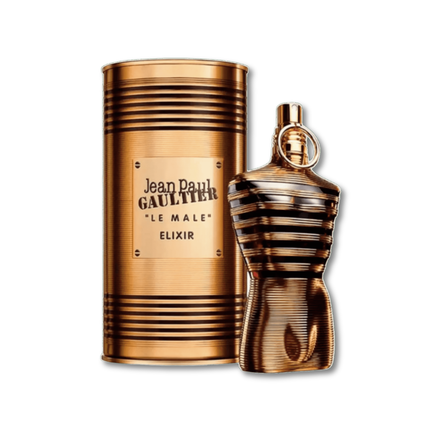 Jean Paul Gaultier Le Male Elixir premium black bottle with ultra-concentrated vanilla and spice formula - intense masculine fragrance