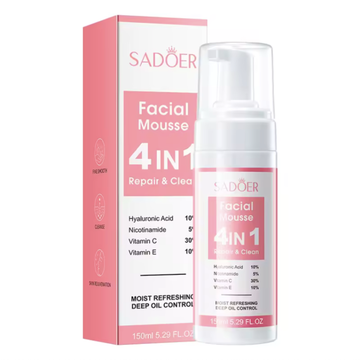 SADOER 4-in-1 Facial Cleansing Mousse bottle with pump dispenser