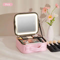 Travel cosmetic case illuminated with professional LED studio lighting